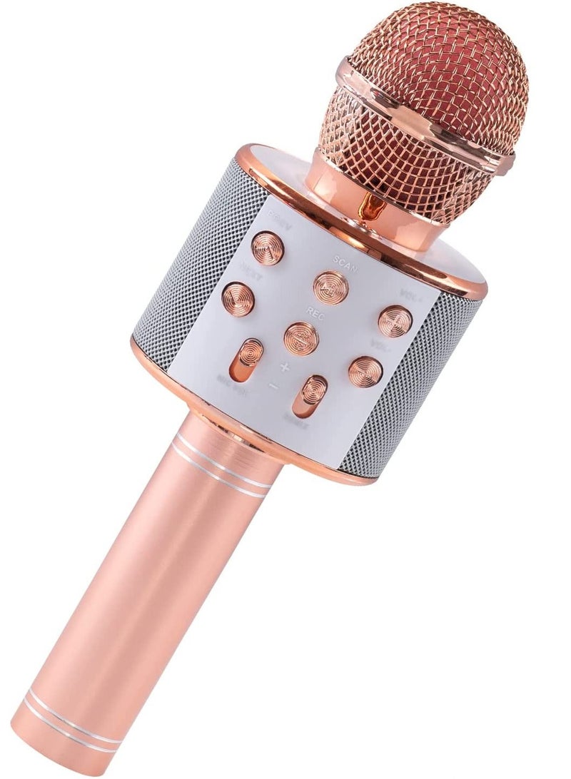 Wireless Bluetooth Karaoke Microphone for Kids, 3-in-1 Portable Handheld Singing Karaoke Mic Speaker Machine, Fun Toys for 4-15 Year Old Boys Girls Home Party Birthday, Rose Gold - Image 1